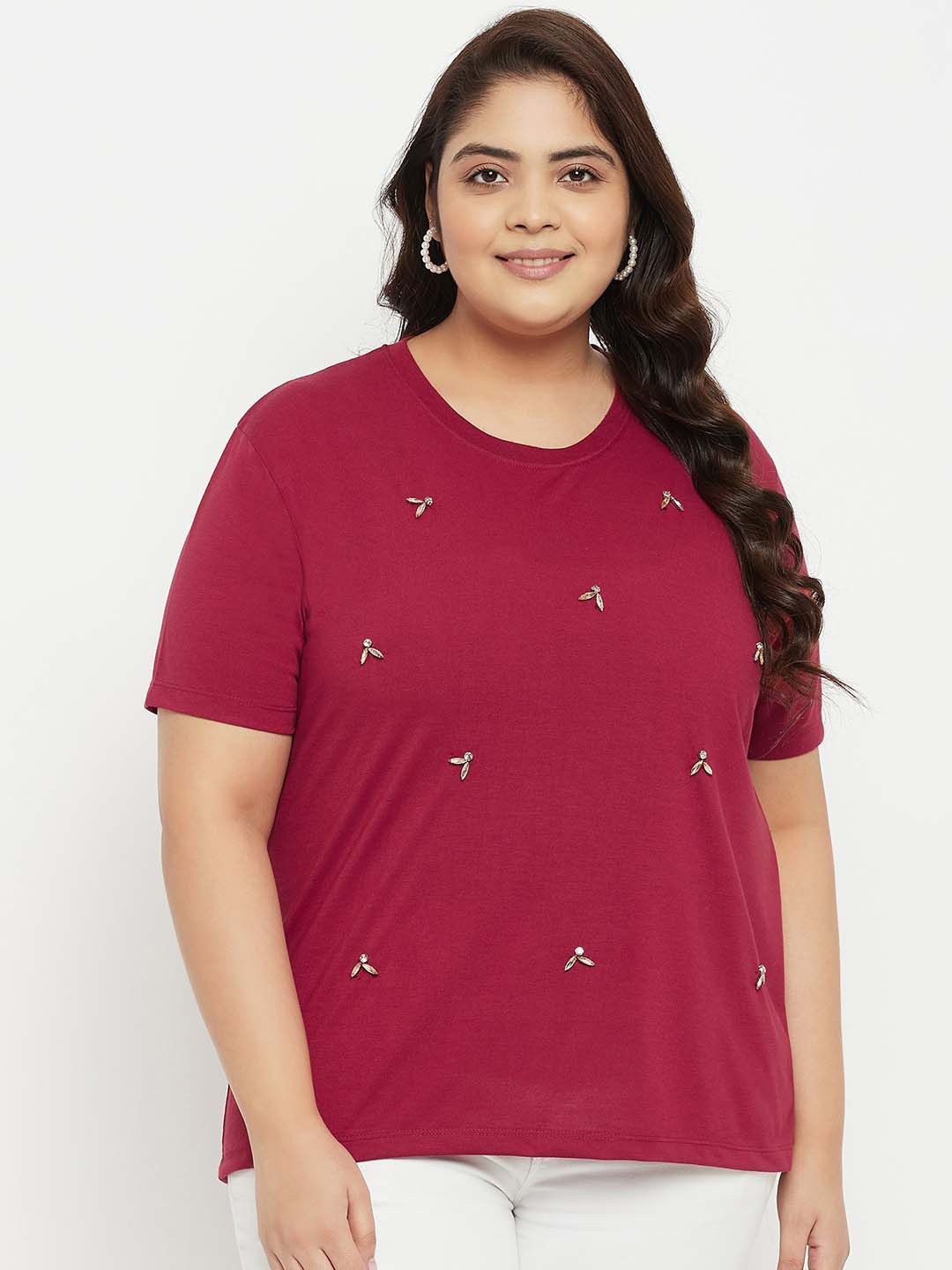 

AUSTIVO Plus Size Cotton Top, Maroon