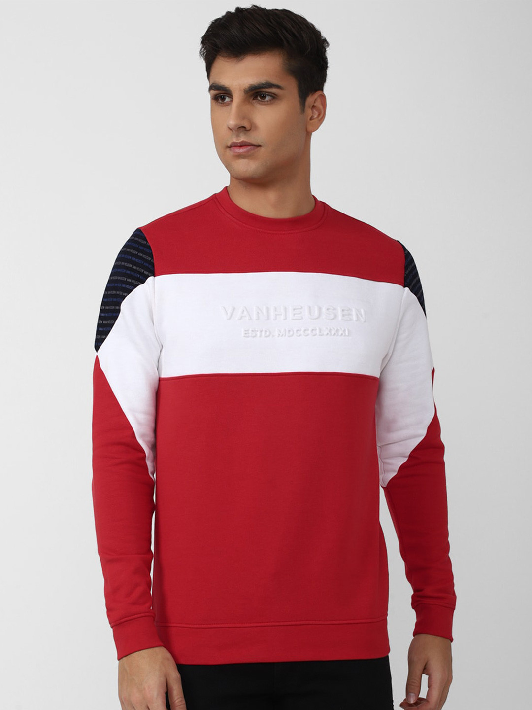 

Van Heusen Sport Men Colourblocked Sweatshirt, Red