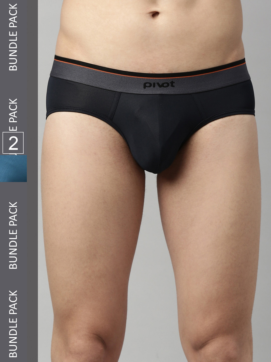 

pivot Men Pack of 2 Assorted Basic Briefs, Black