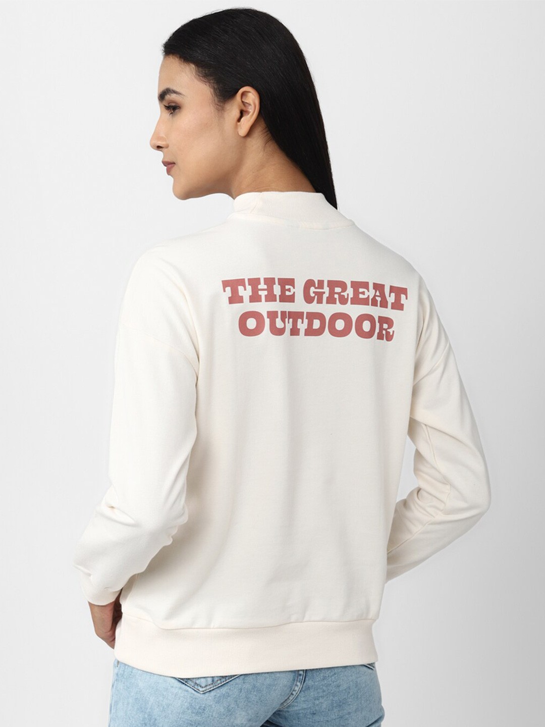 

Van Heusen Woman Typography Cotton Sweatshirt, Cream