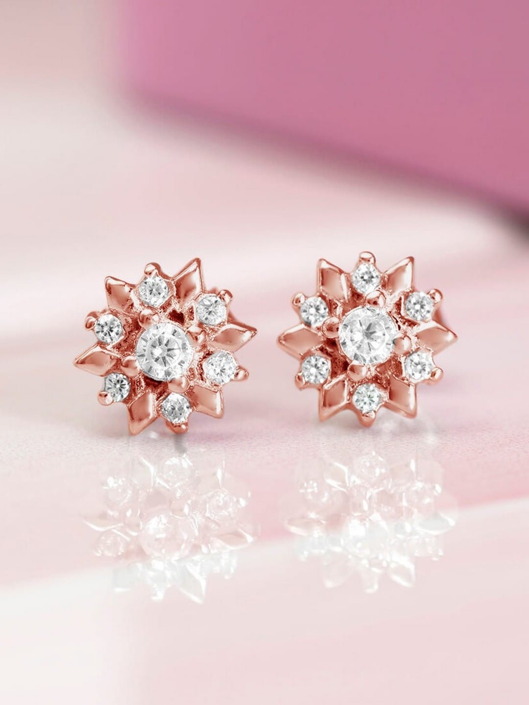 

Zavya Rose Gold Plated Floral Studs Earrings