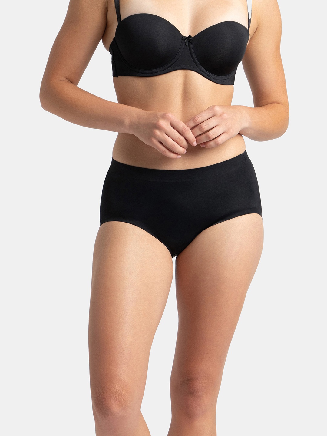 

Jockey High Coverage Soft Touch Microfiber Stretch No Visible Pantyline Hipster Brief-1827, Black