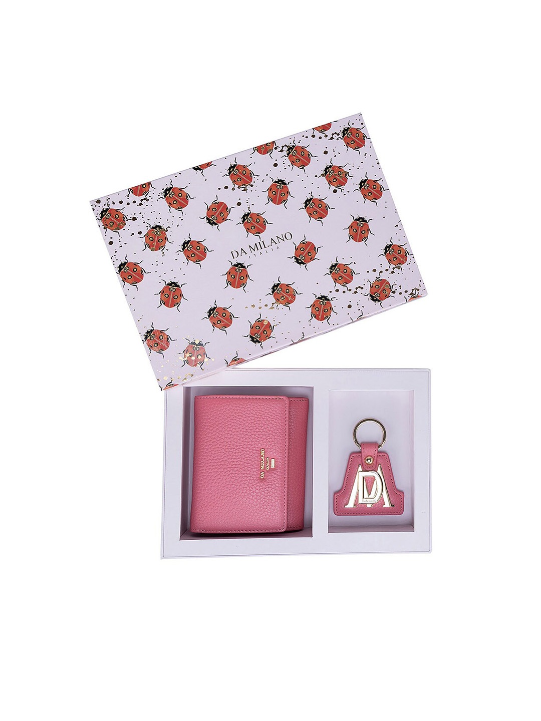

Da Milano Women Leather Wallet & Key Chain Accessory Gift Set, Pink