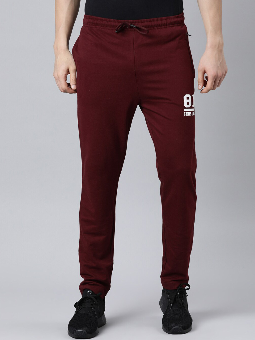 

Chennis Men Cotton Track Pants, Burgundy