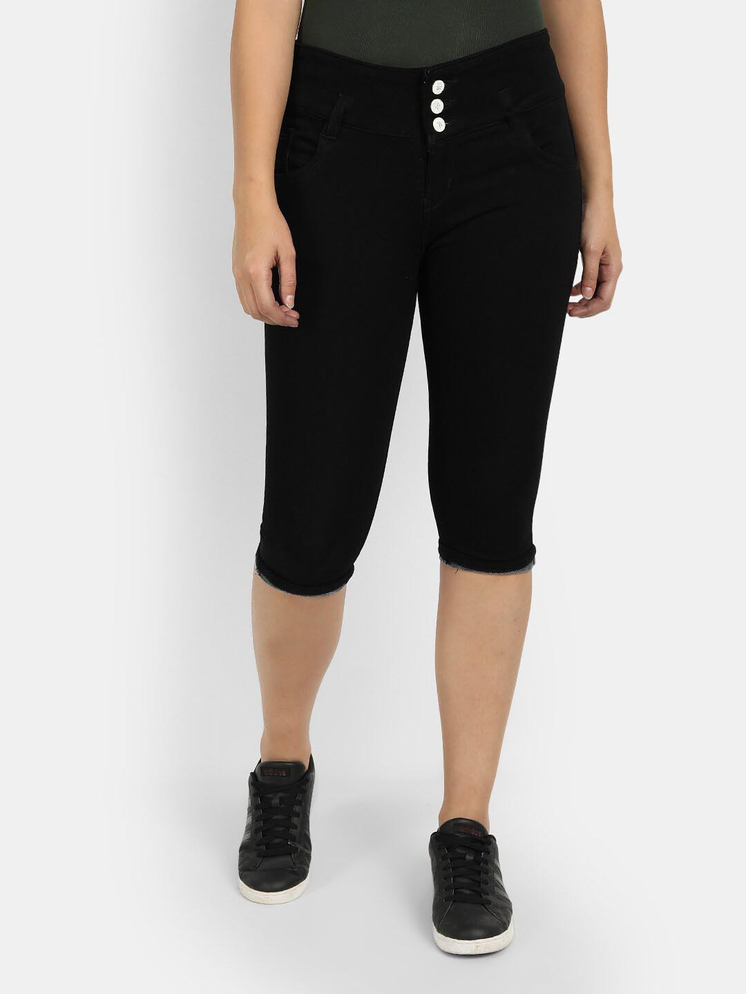 

Next One Women Skinny Fit Denim Capris, Black
