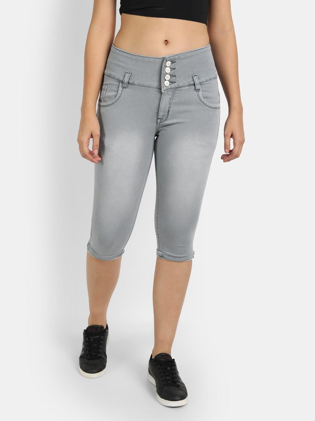 

Next One Women Skinny Fit Denim Capris, Grey