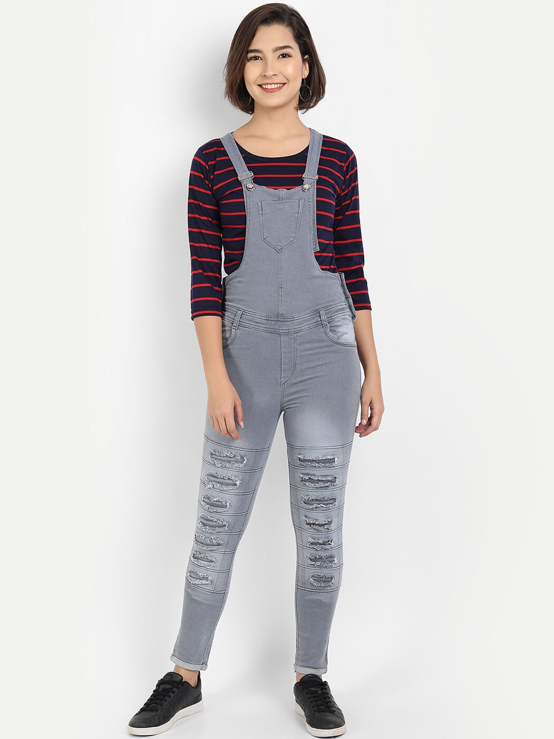 

Next One Women Cotton Denim Dungaree, Grey