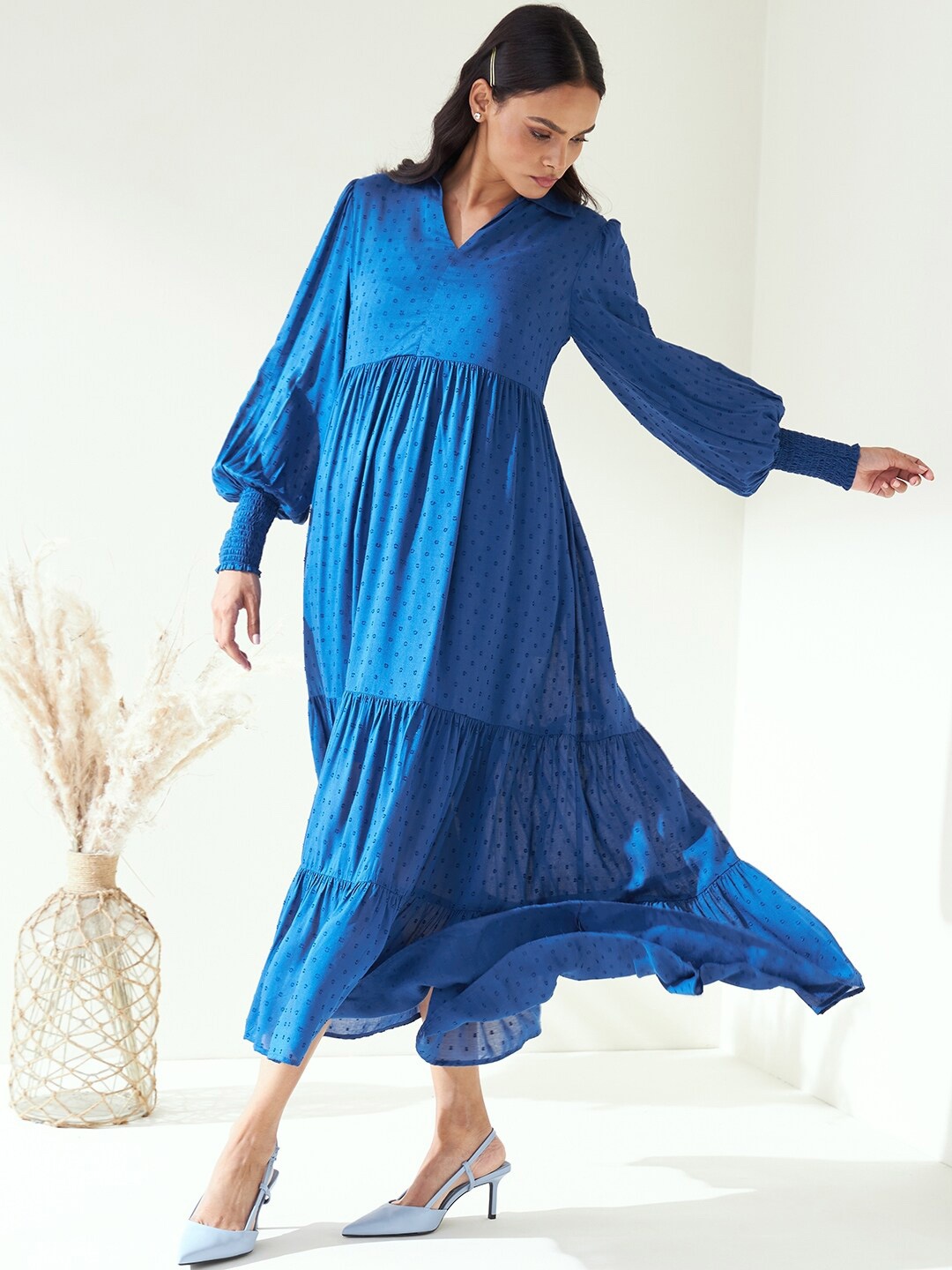 

Femella Self Design Maxi Dress, Blue