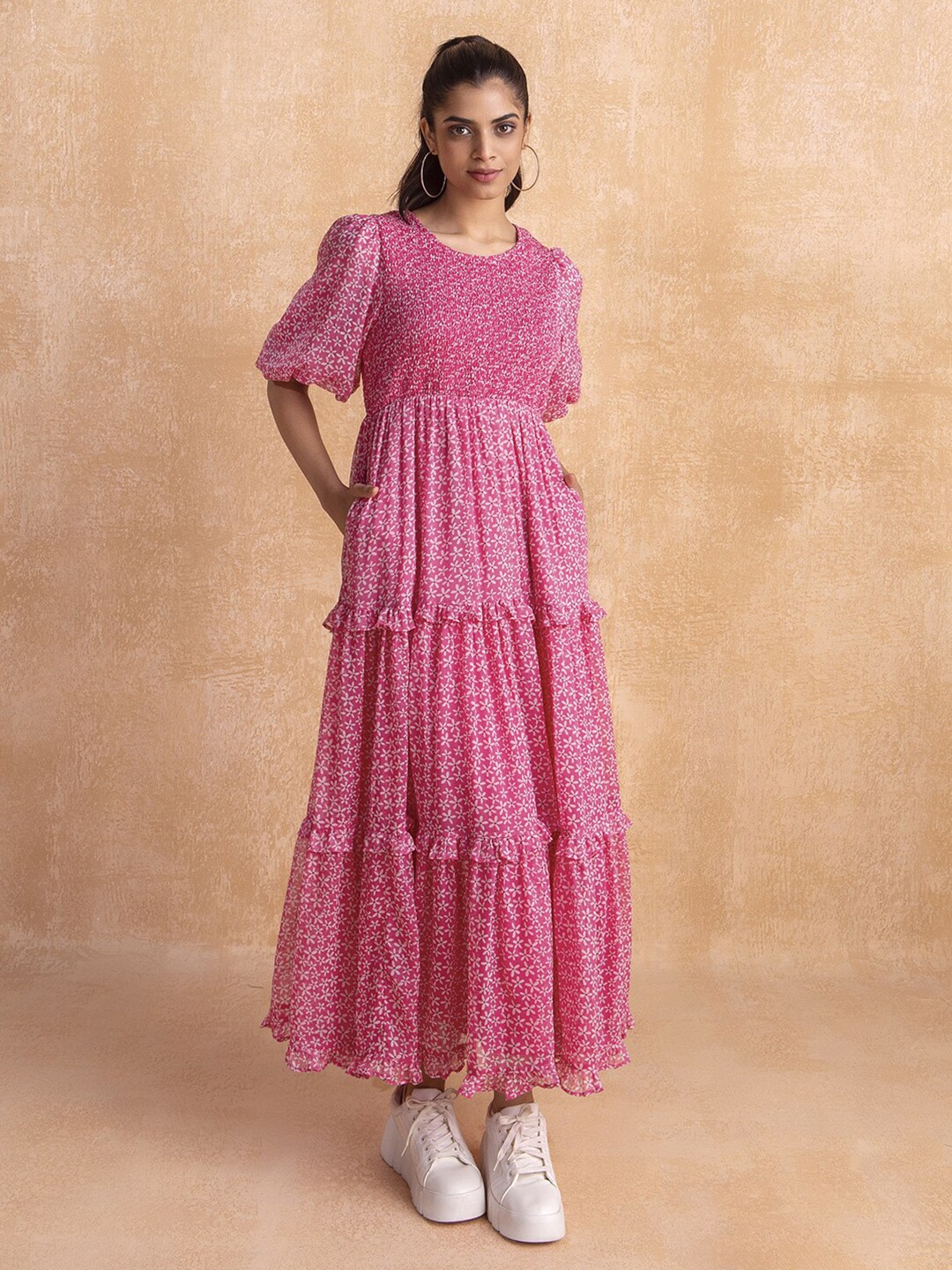 

Femella Floral Chiffon Empire Maxi Dress, Pink