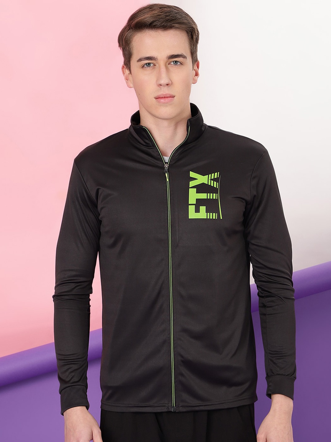 

FTX Men Printed Sporty Jacket, Black