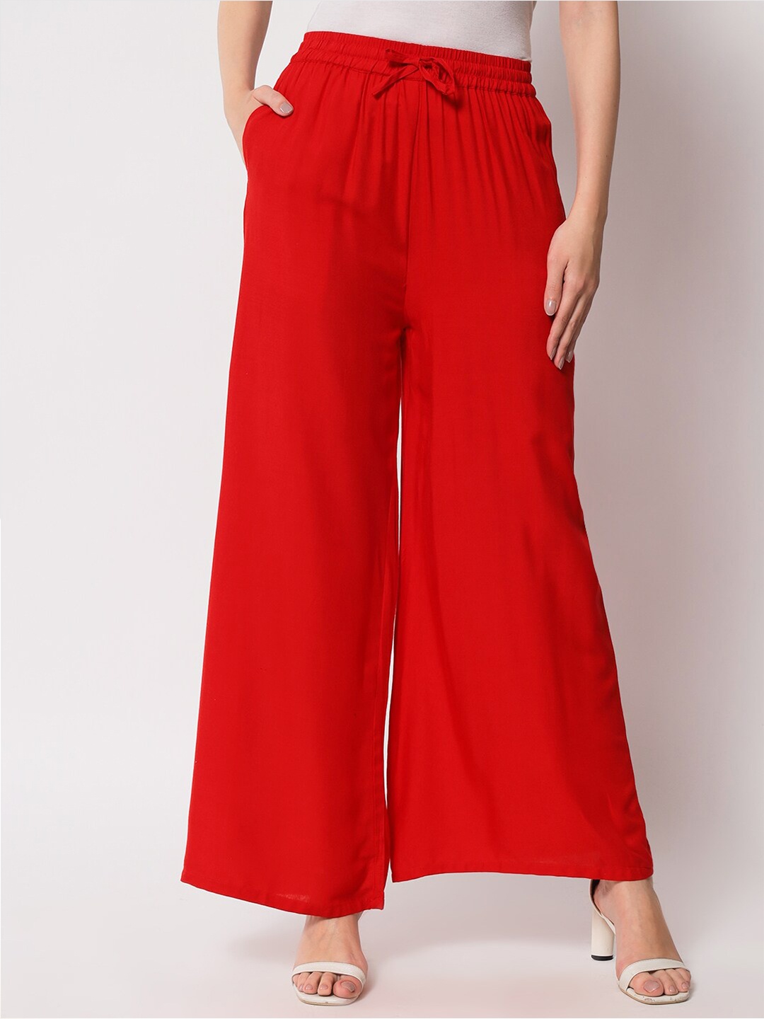 

Pistaa Women Flared Ethnic Palazzos, Red