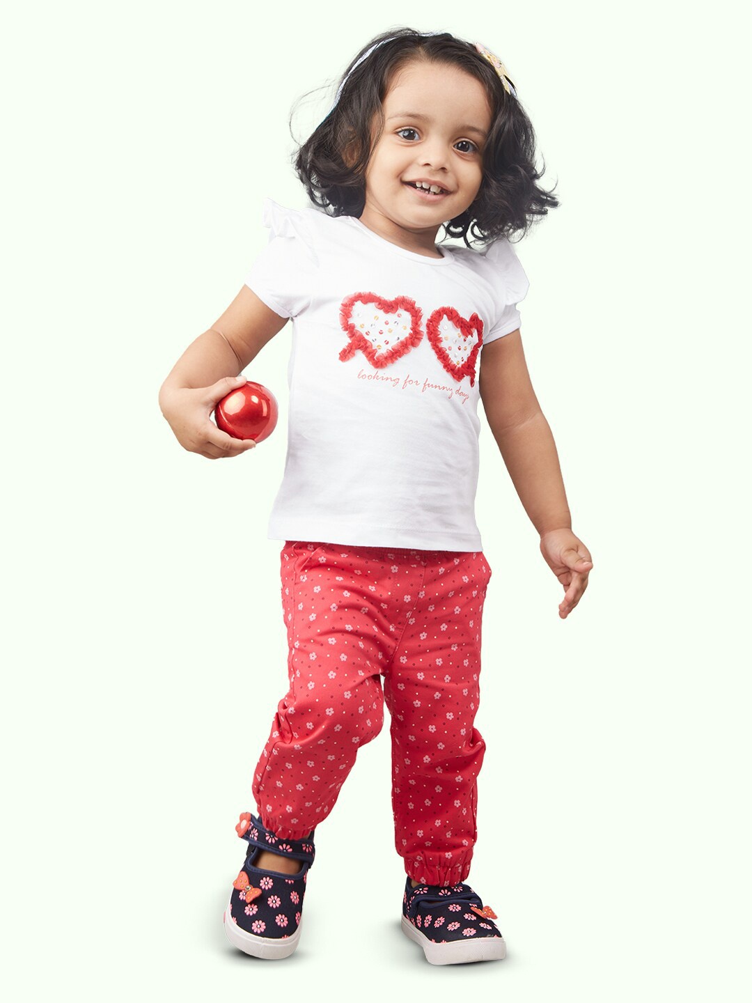 

Zalio Girls Embellished Pure Cotton Top with Trousers, White