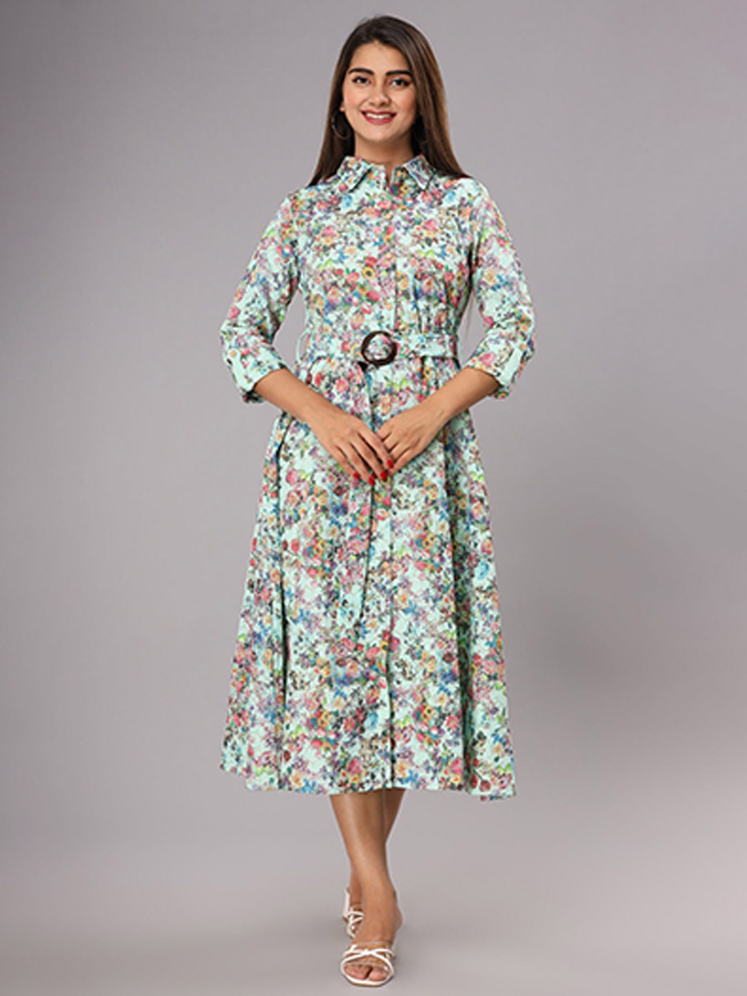 

FASHION DWAR Floral Midi Dress, Blue