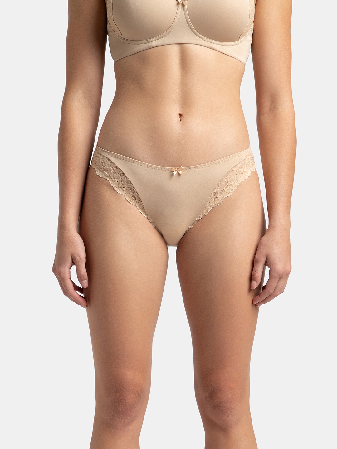 

Jockey Medium Coverage Soft Touch Microfiber Lace Styled Bikini With StayFresh Treatment-1813, Nude