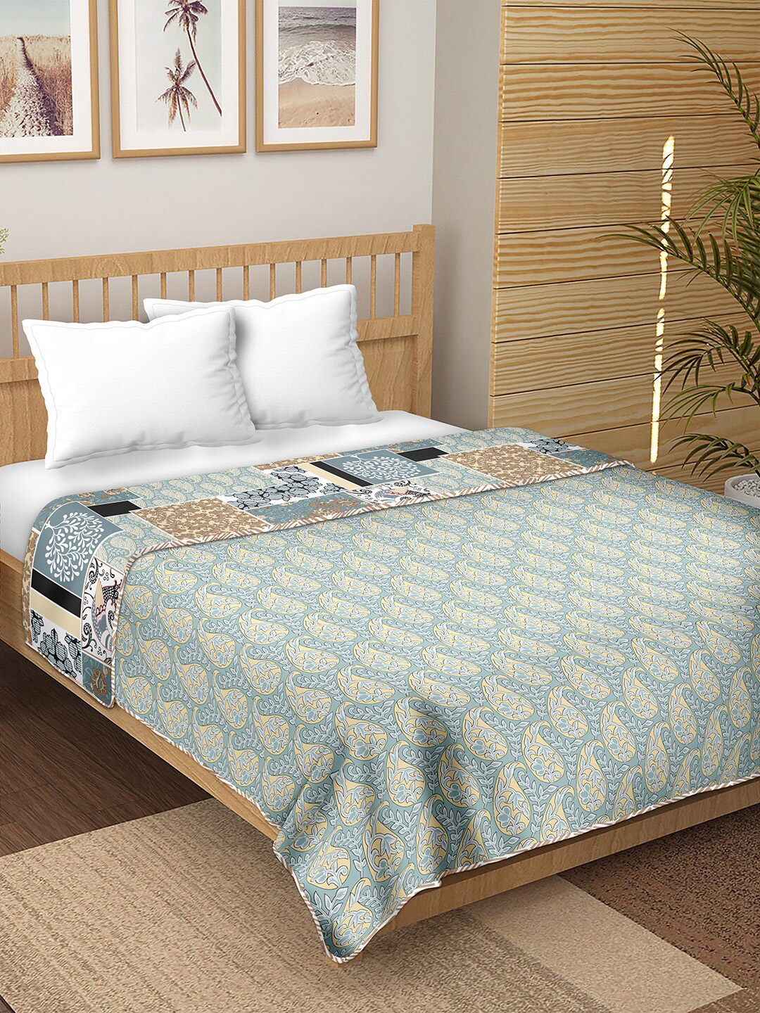 

BELLA CASA Blue & Brown Ethnic Motifs AC Room Double Bed Dohar