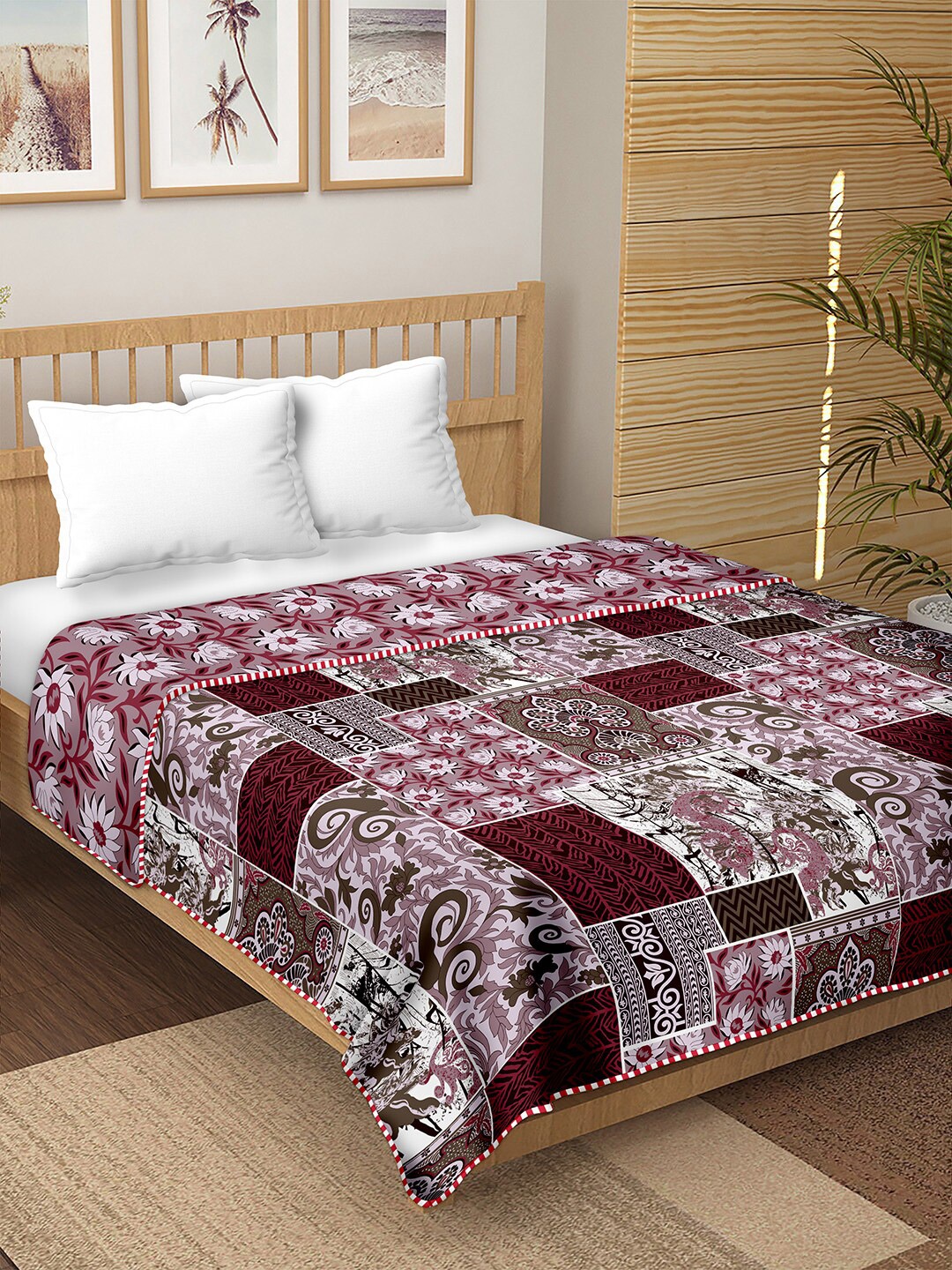 

BELLA CASA Floral AC Room Double Bed Dohar, Pink