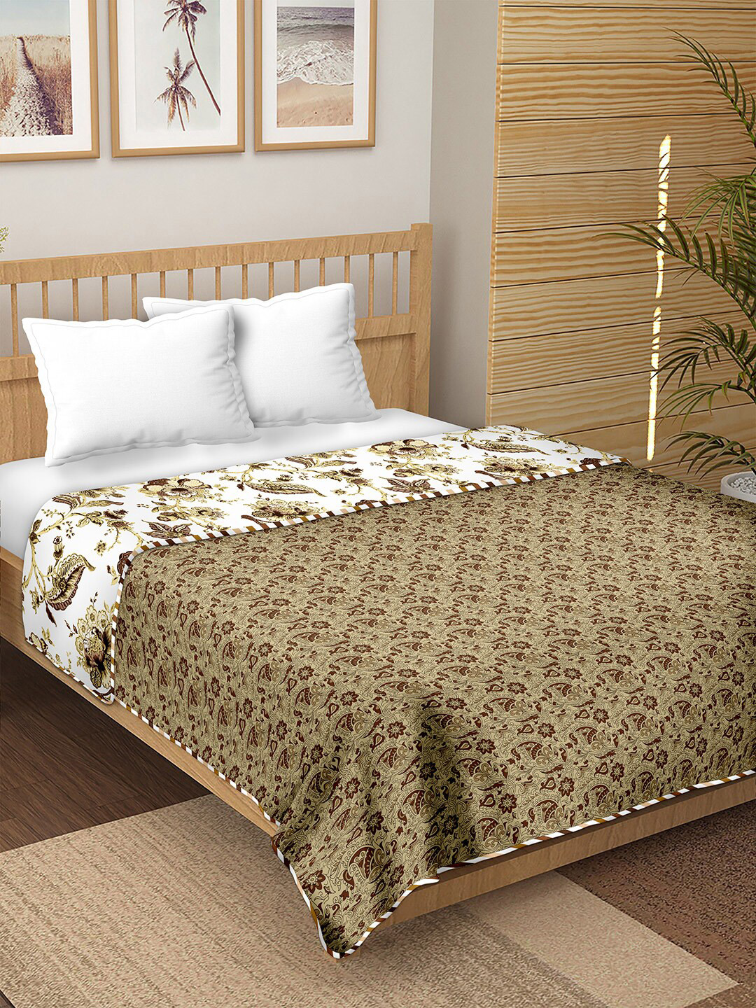 

BELLA CASA Ethnic Motifs AC Room Double Bed Dohar, White