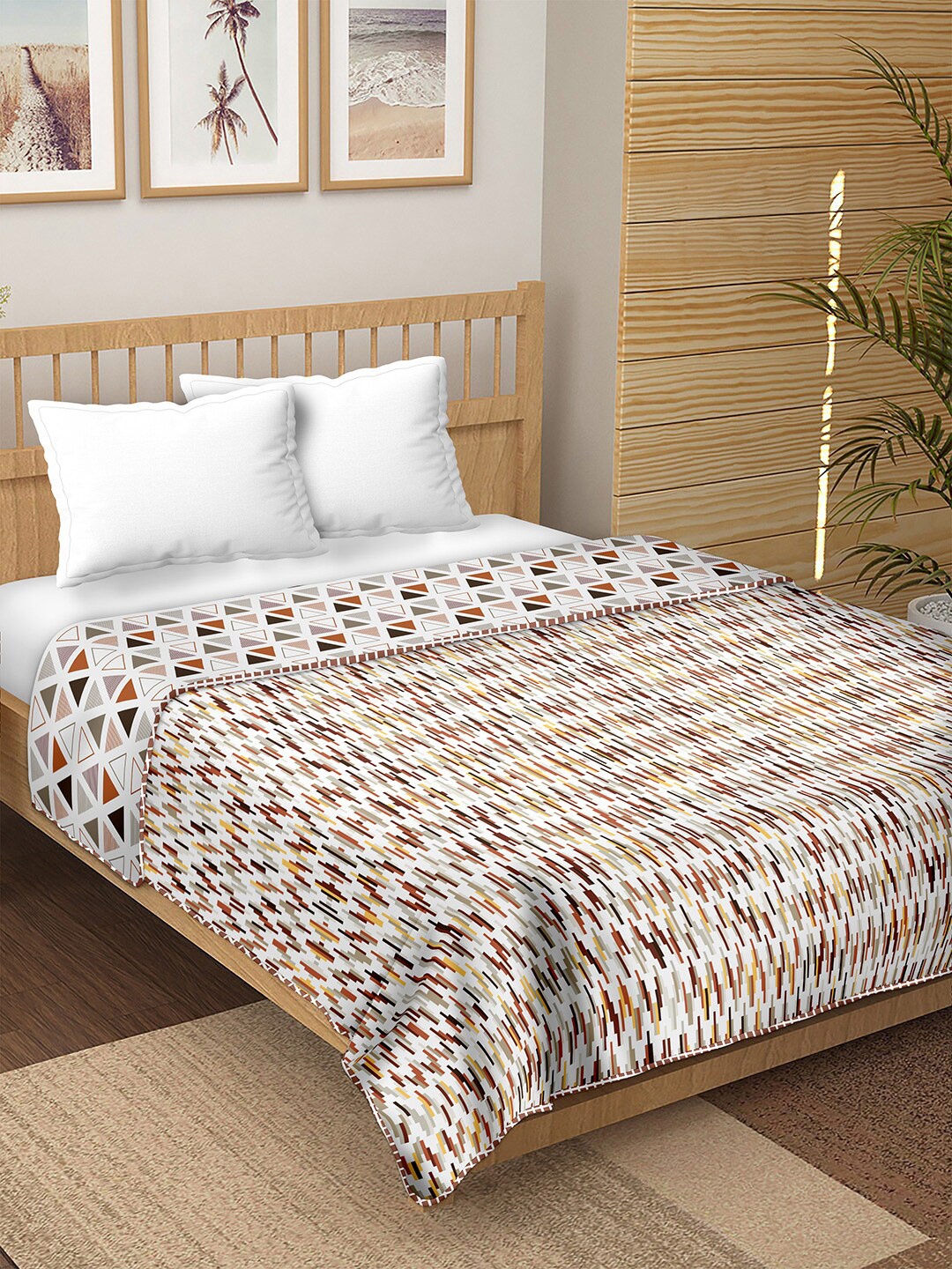 

BELLA CASA Geometric AC Room Double Bed Dohar, White