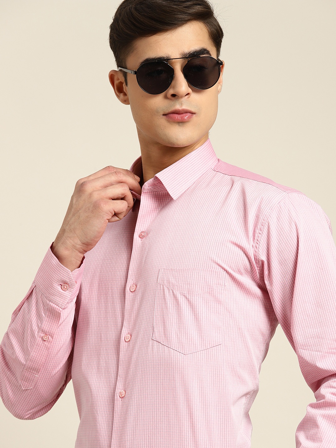 

Hancock Slim Fit Micro Checked Pure Cotton Formal Shirt, Pink