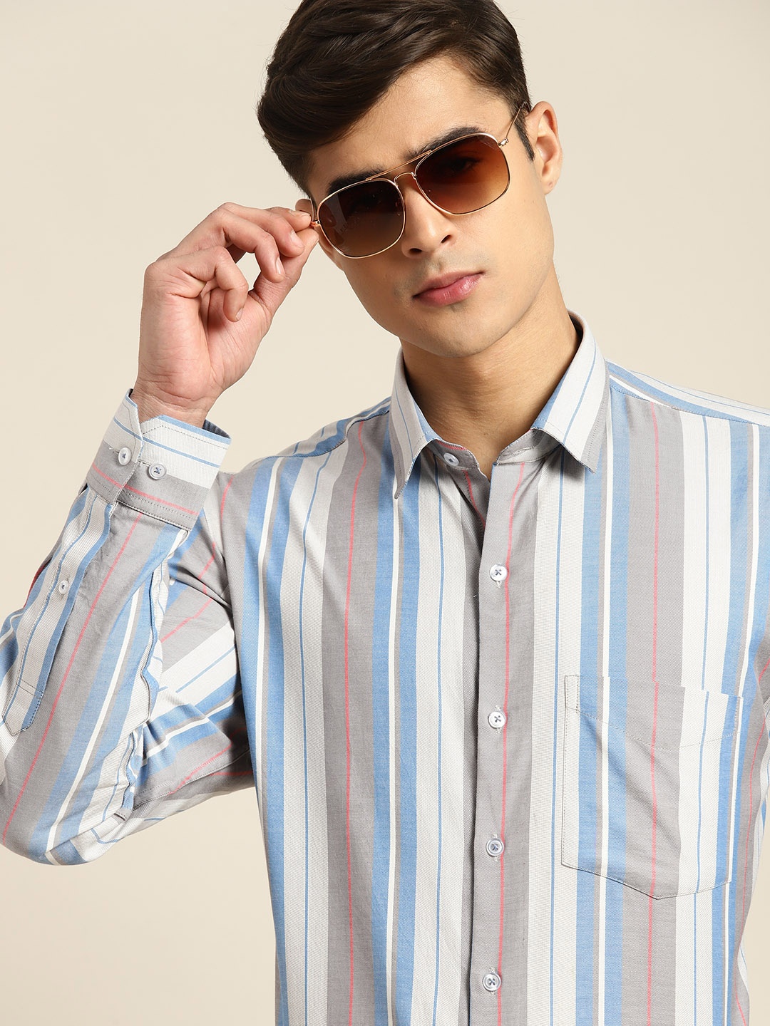 

Hancock Vertically Striped Pure Cotton Formal Shirt, Grey