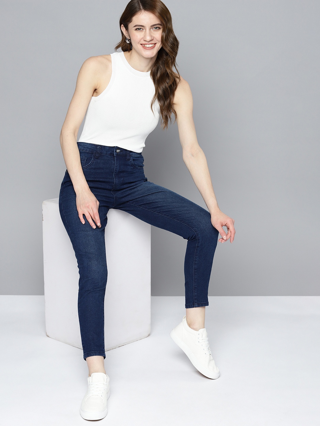 

Mast & Harbour Women Skinny Fit Stretchable Jeans, Navy blue