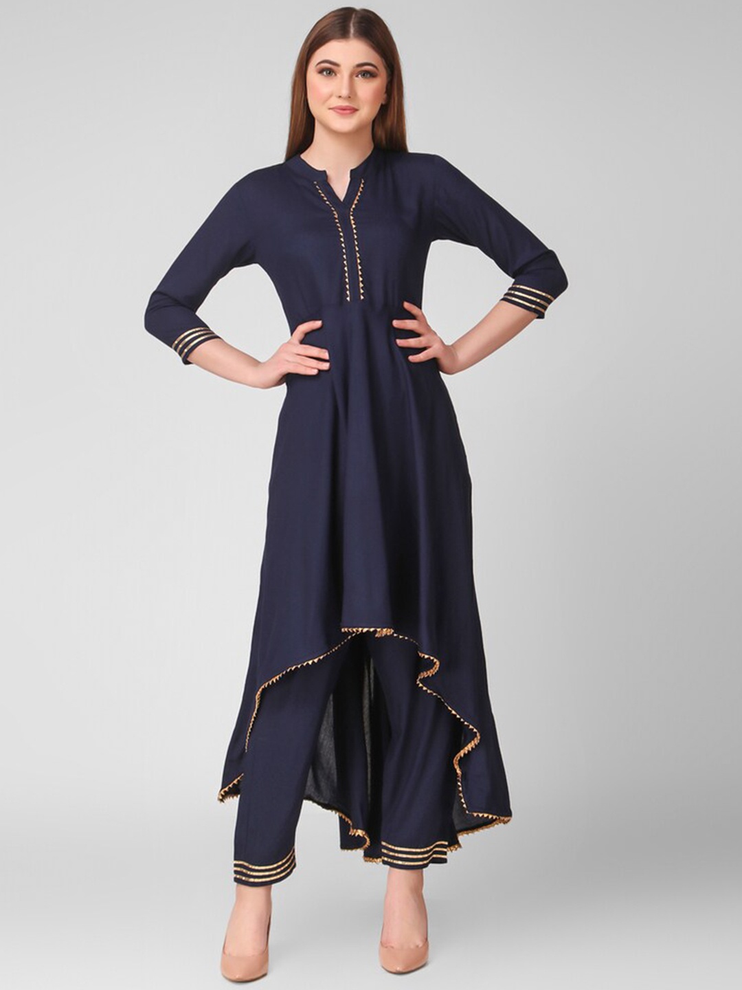 

PURSHOTTAM WALA Gotta Patti Kurta with Trousers, Blue