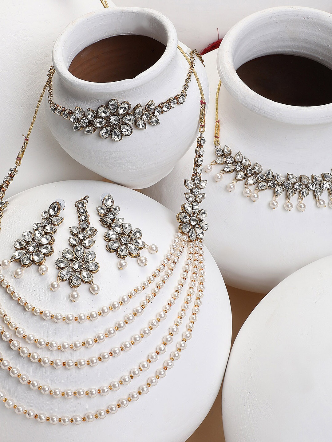 

ZaffreCollections Gold-Plated Crystals-Studded Jewellery Set