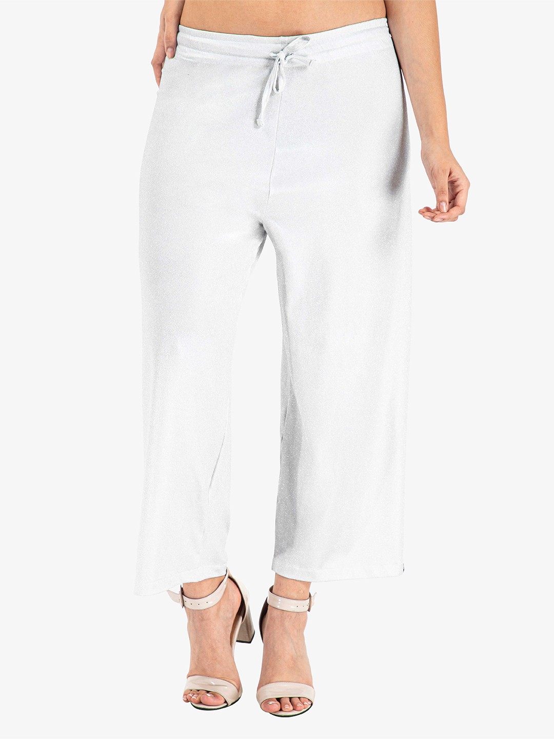 

indian flower Women Knitted Palazzos, White