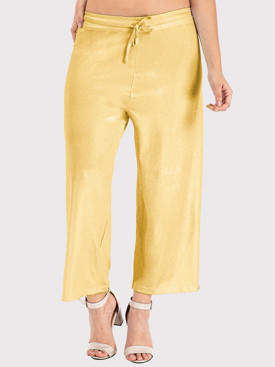 

indian flower Women Knitted Palazzos, Gold