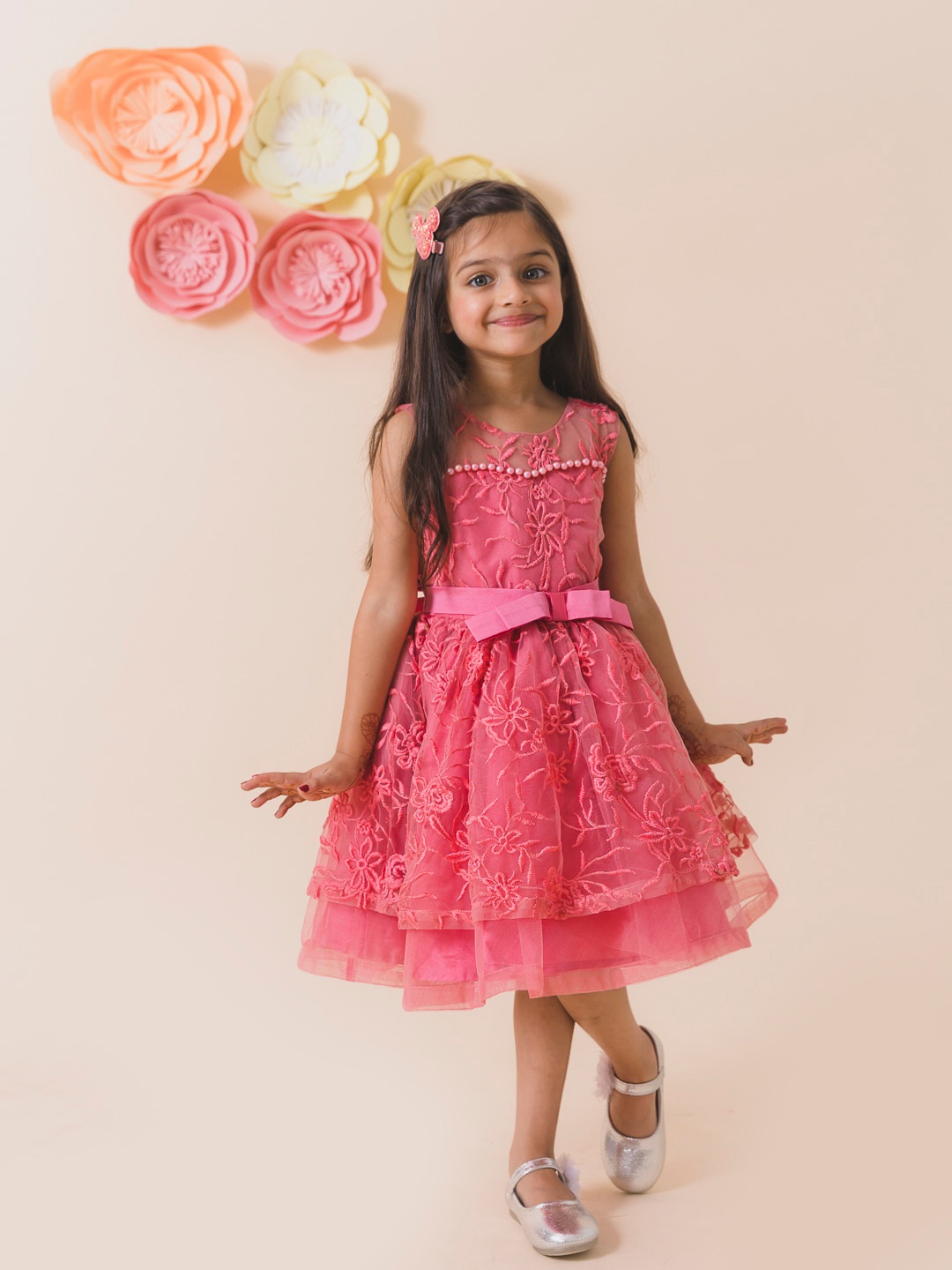 

pspeaches Embellished Net Dress, Coral