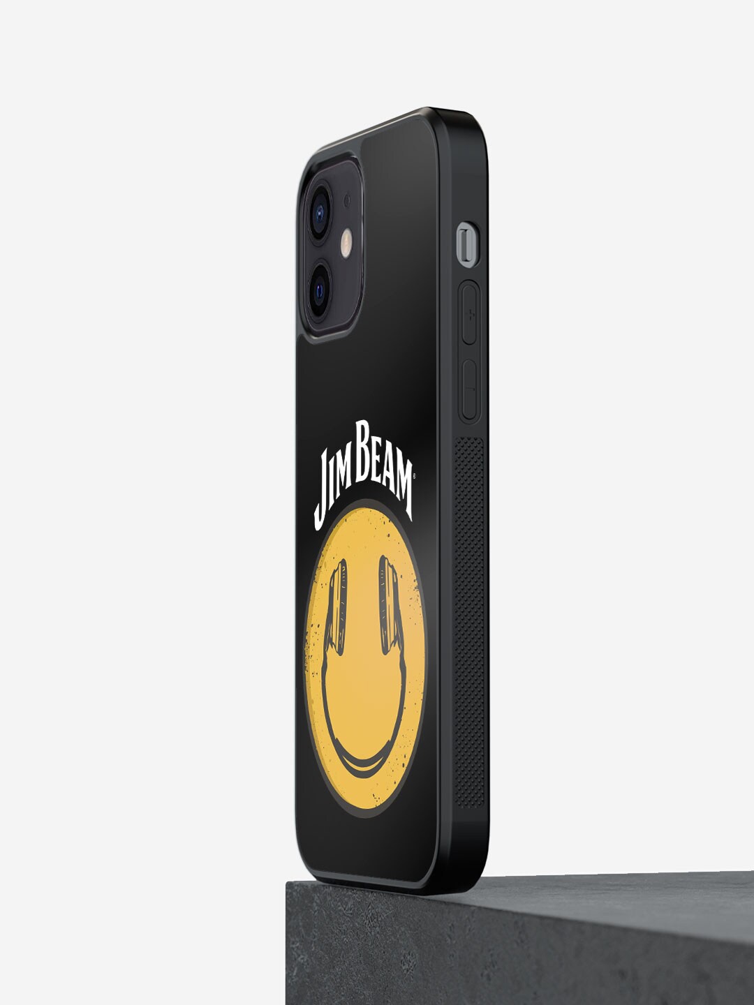 

macmerise Printed Smiley iPhone 12 Mini Bumper Case, Black