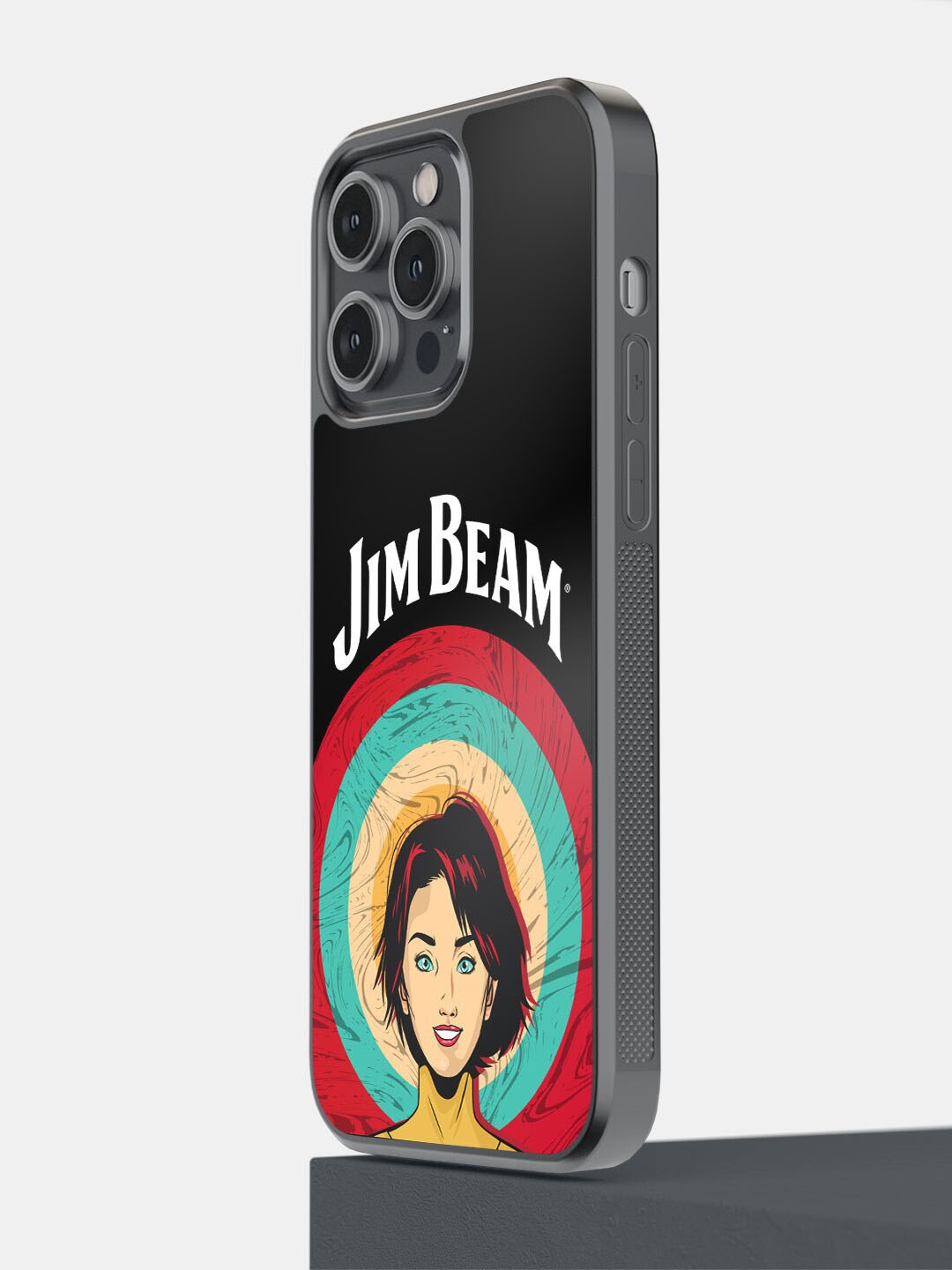 

macmerise Printed Jim Beam Character Design iPhone 14 Pro Max Bumper Case, Black