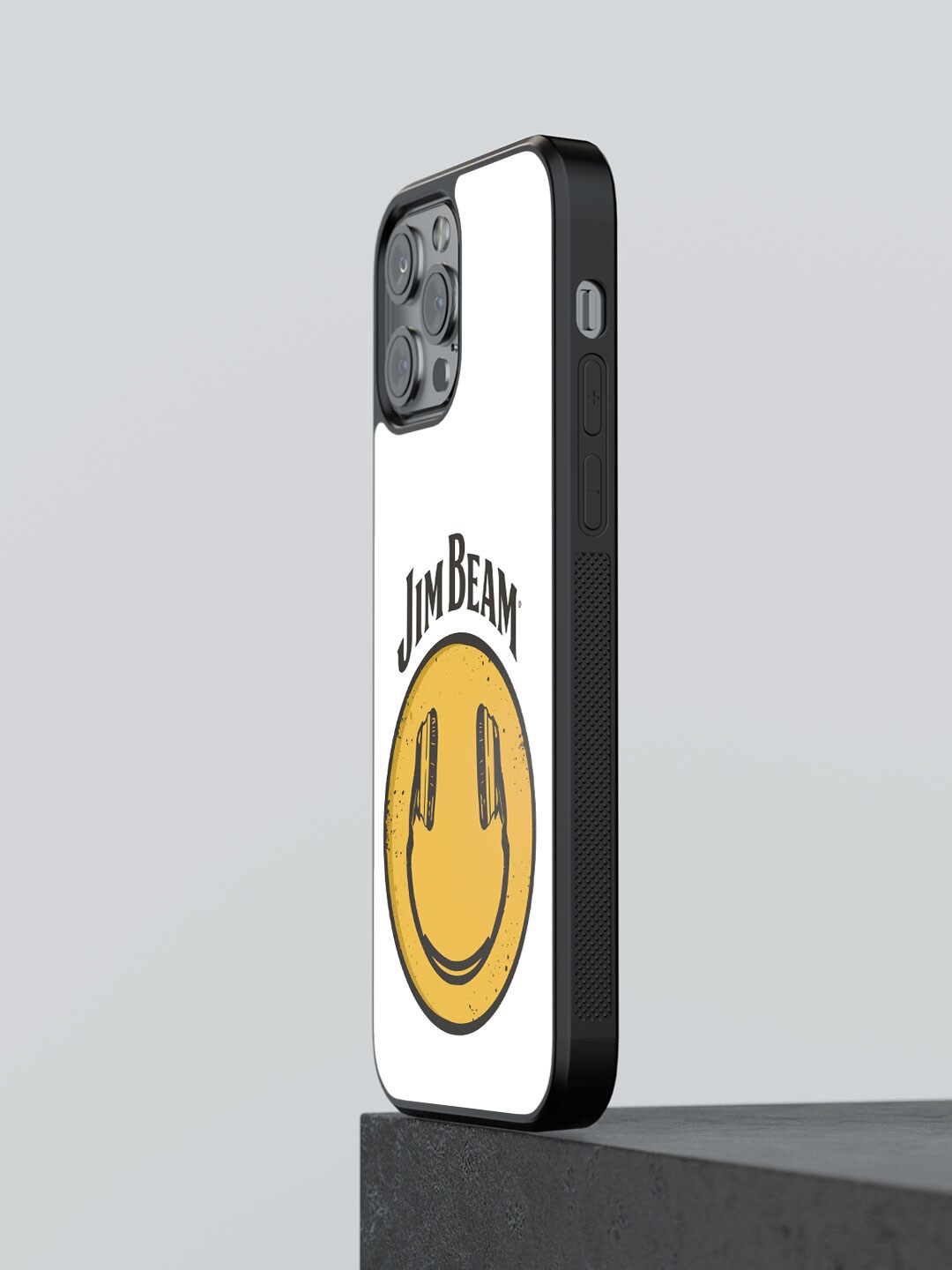 

macmerise Jim Beam Smiley Design Printed iPhone 13 Pro Bumper Phone Case, White