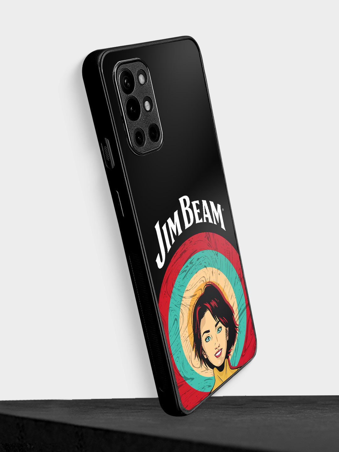 

macmerise Black Red Jim Beam Character Design Printed OnePlus 9R Bumper Case