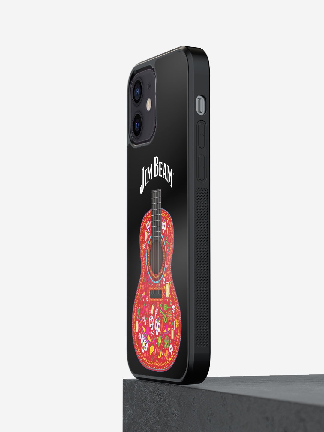 

macmerise Printed Jim Beam Guitar Design iPhone 12 Mini Bumper Case, Black
