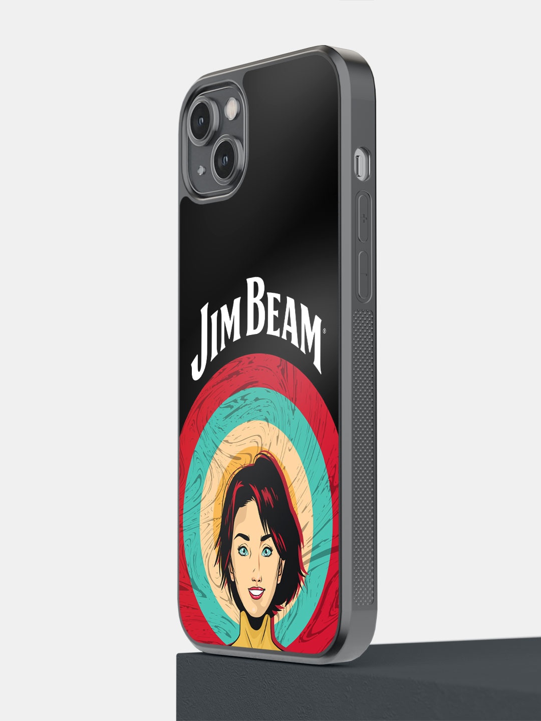 

macmerise Printed Jim Beam Character Design iPhone 14 Plus Bumper Case, Black