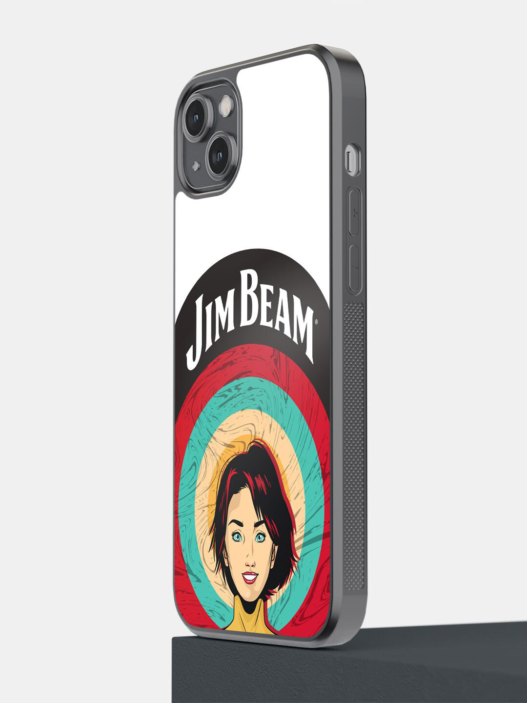 

macmerise Jim Beam Character Printed iPhone 14 Plus Bumper Case, White
