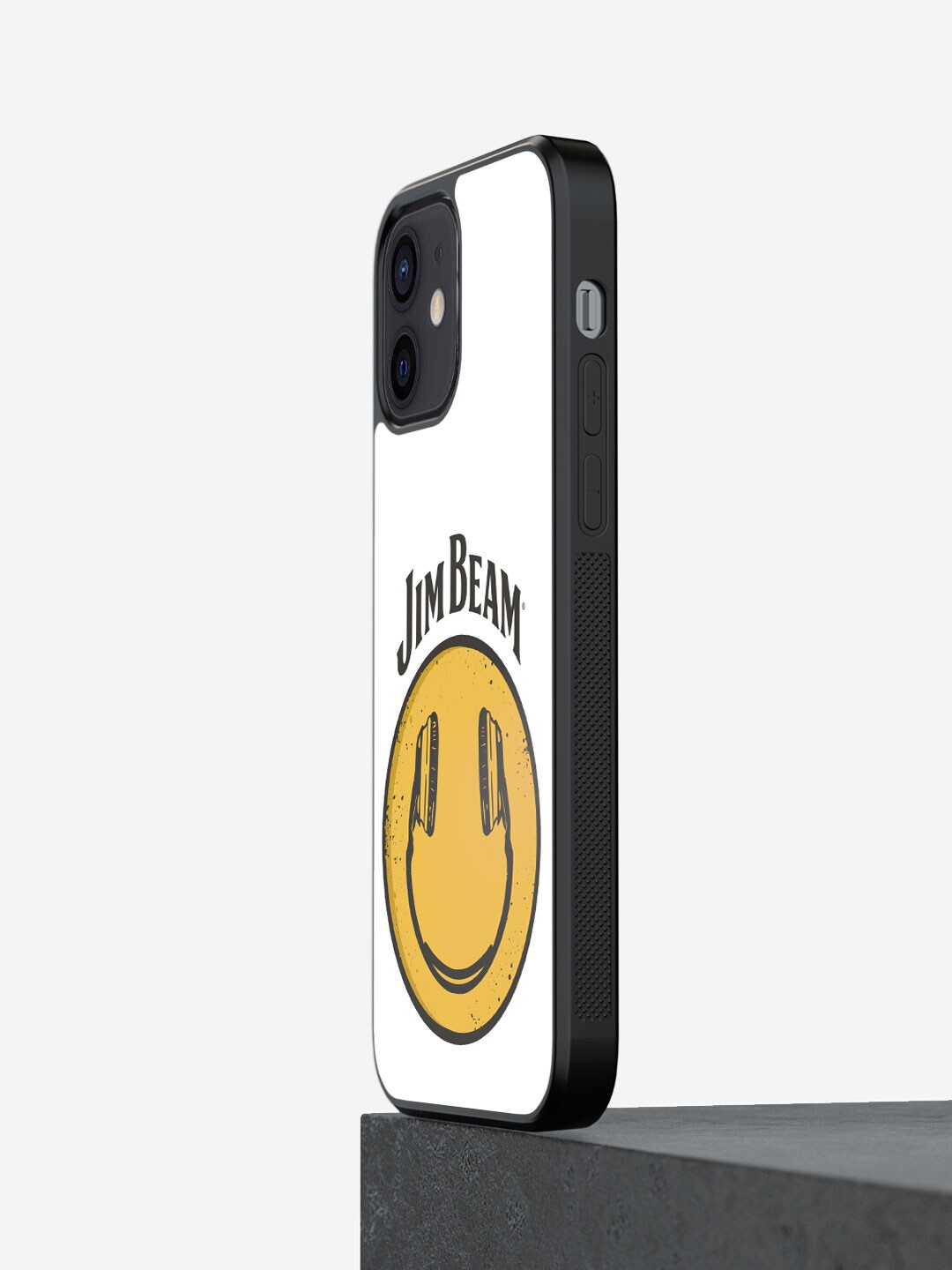 

macmerise Jim Beam Smiley Design Printed iPhone 12 Bumper Phone Covers, White