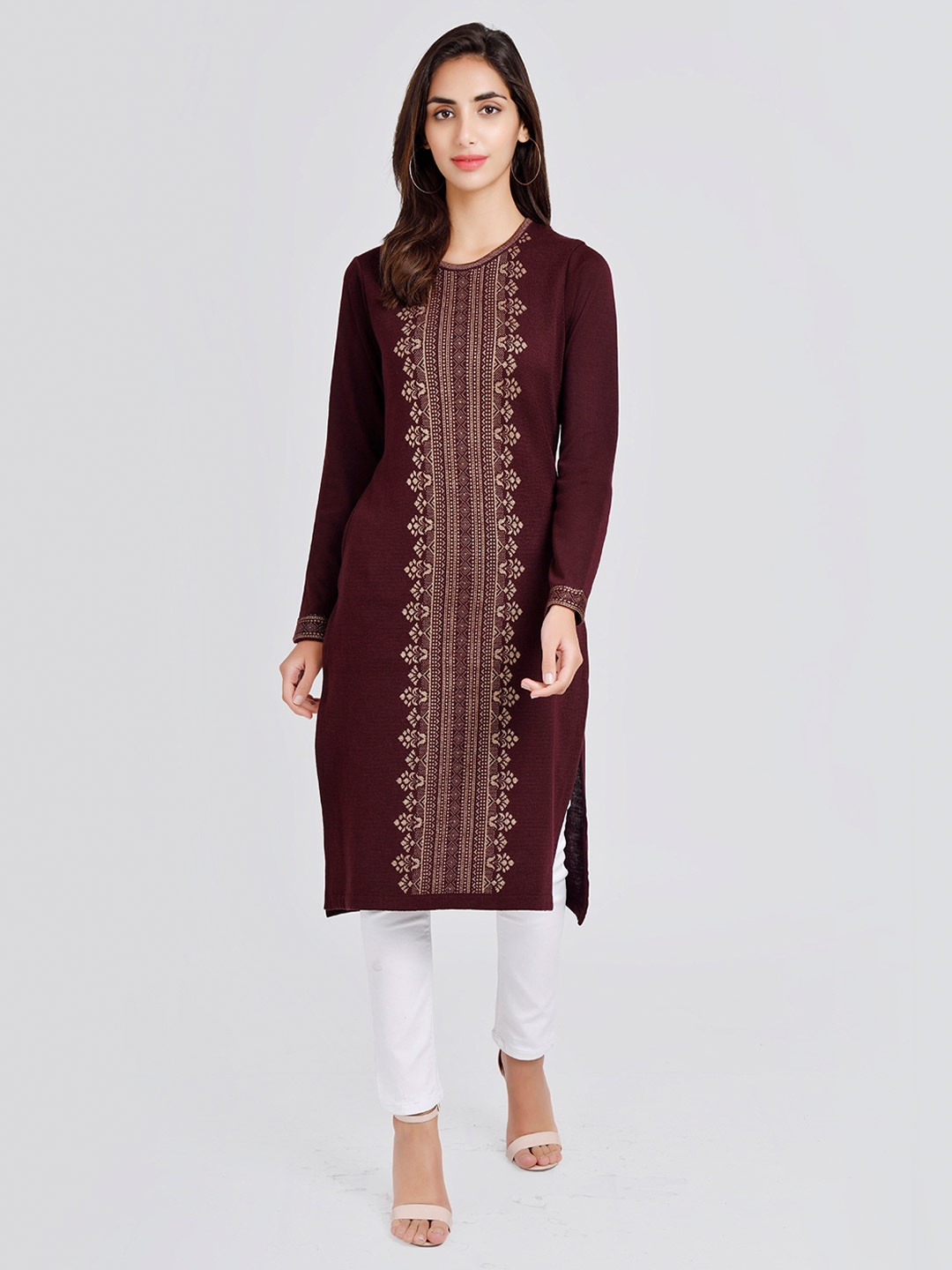 

KEIKO Women Acrylic Ethnic Motifs Kurta, Maroon