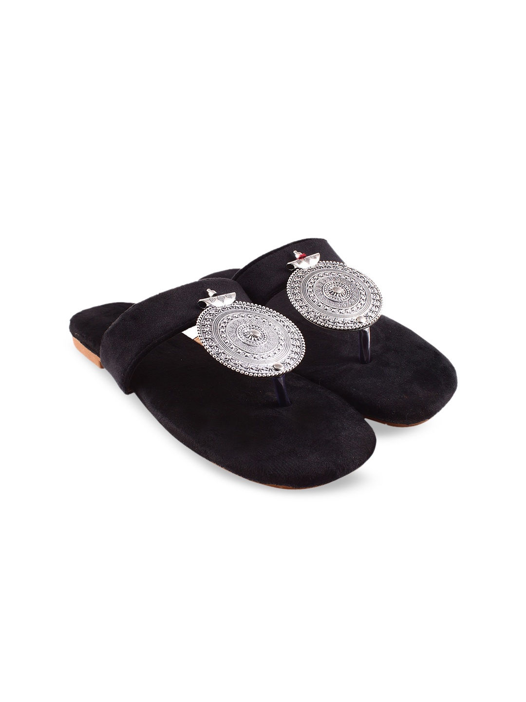 

Apratim Women Embellished T-Strap Flats, Black