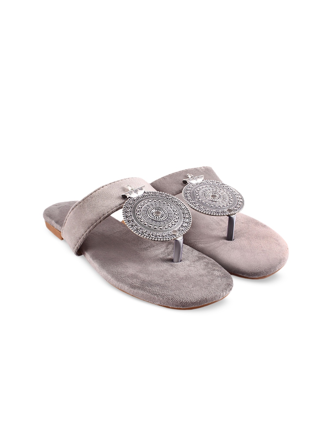 

Apratim Women Embellished Open Toe Flats, Grey