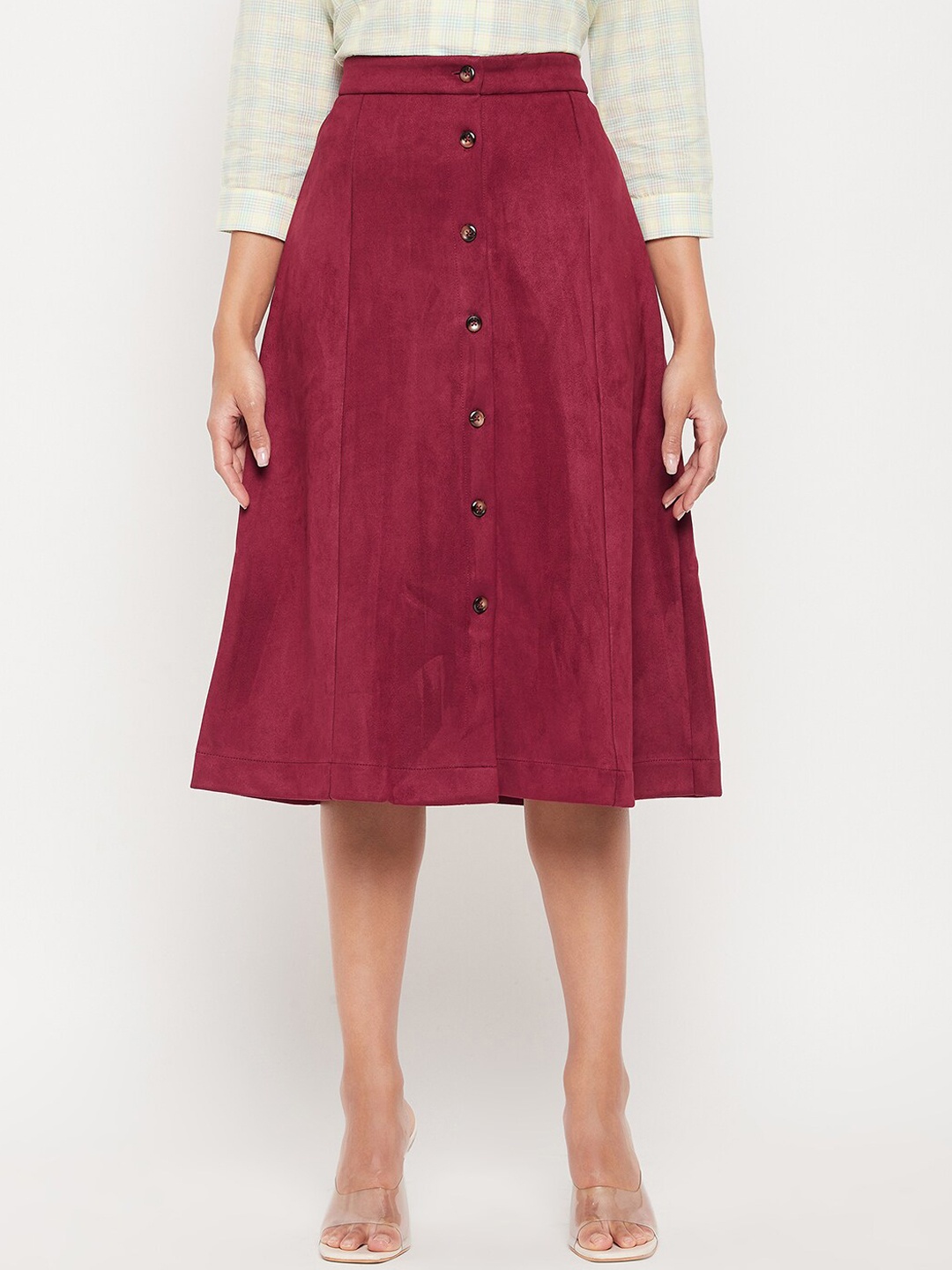 

Madame Women A-line Knee-Length Skirts, Maroon