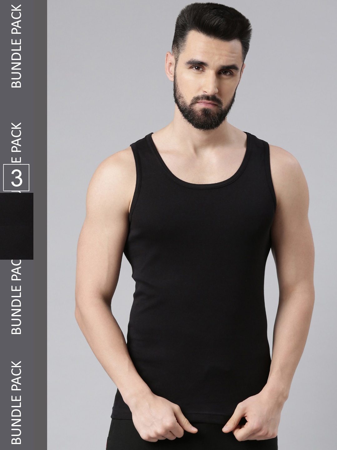

Force NXT Men Pack of 3 Cotton Innerwear Vests MNFR-232-BLACK-PO3