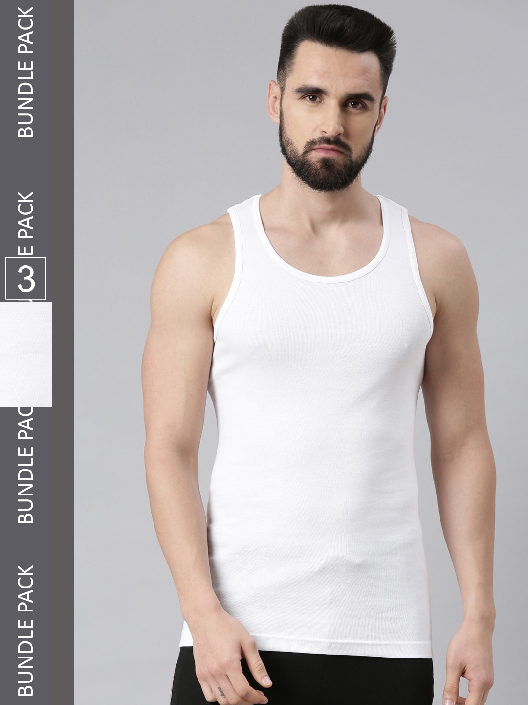 Force NXT Men Pack Of 3 Cotton Innerwear Vests MNFR-232-WHITE-PO3