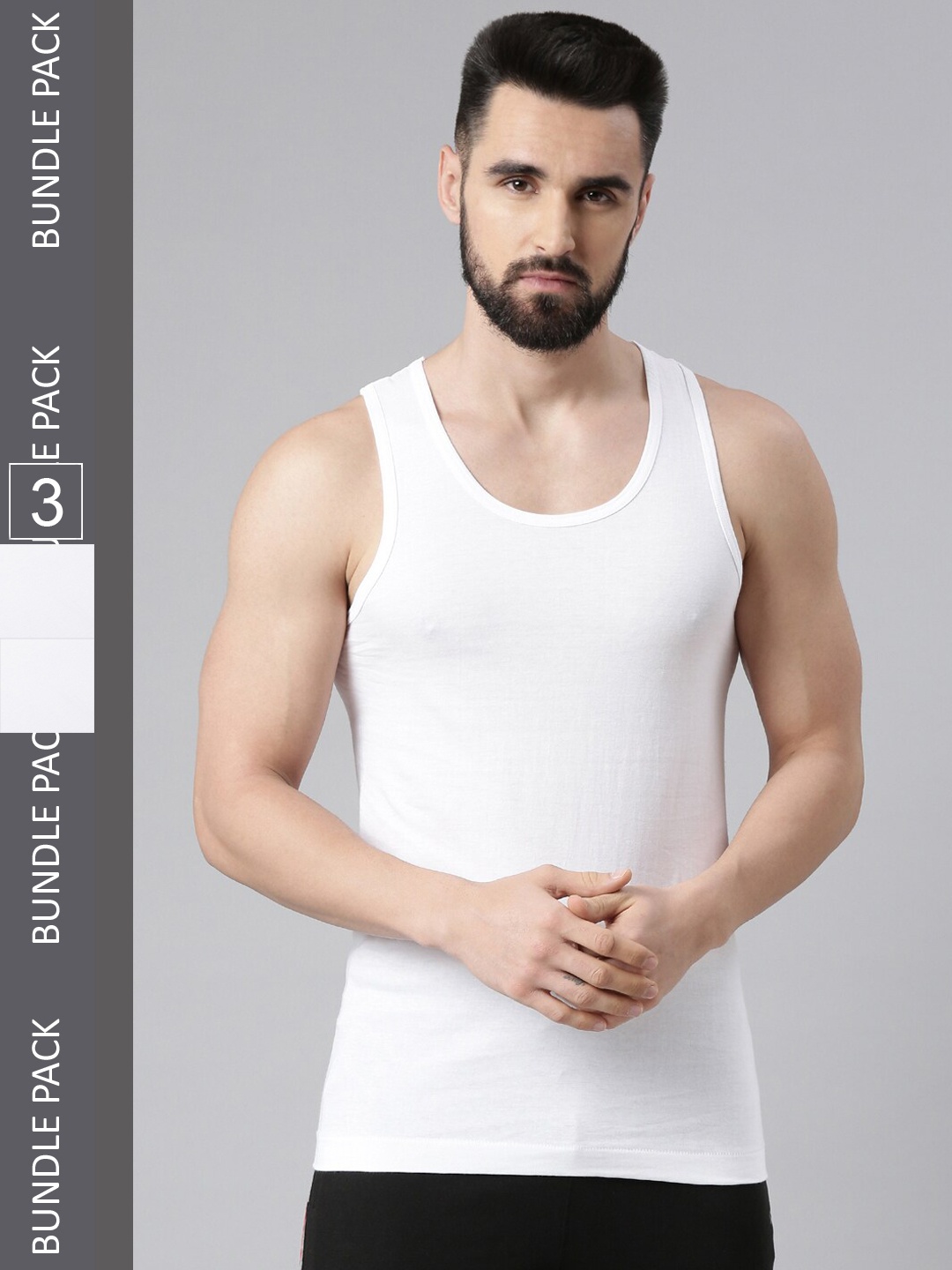 Force NXT Men Pack Of 3 Assorted Cotton Innerwear Vests MNFF-144-ASSORTED-PO3, White