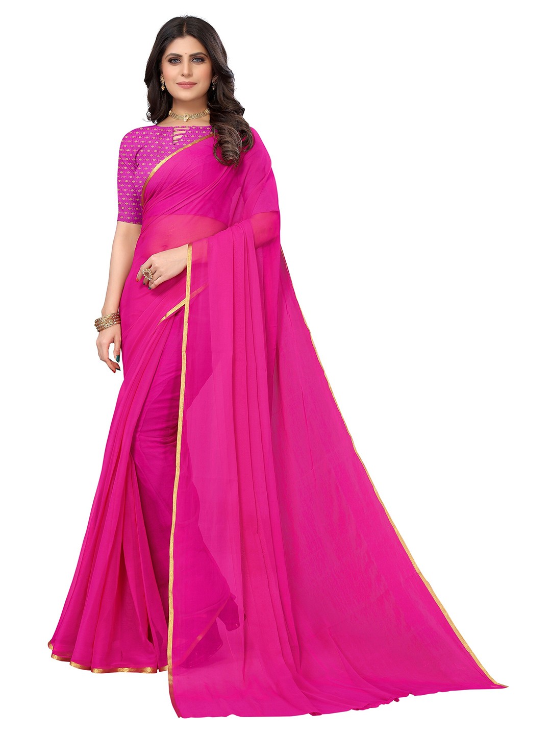 

Nimayaa Zari Pure Chiffon Saree, Purple