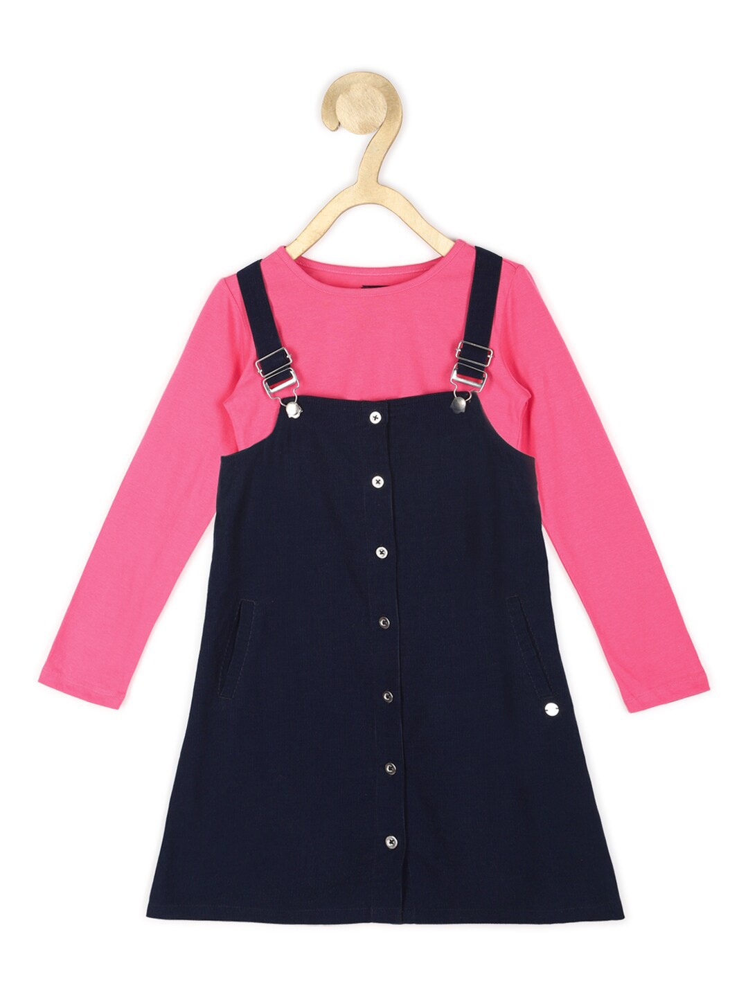 

Allen Solly Junior Girls Cotton Pinafore Dress With Top, Navy blue