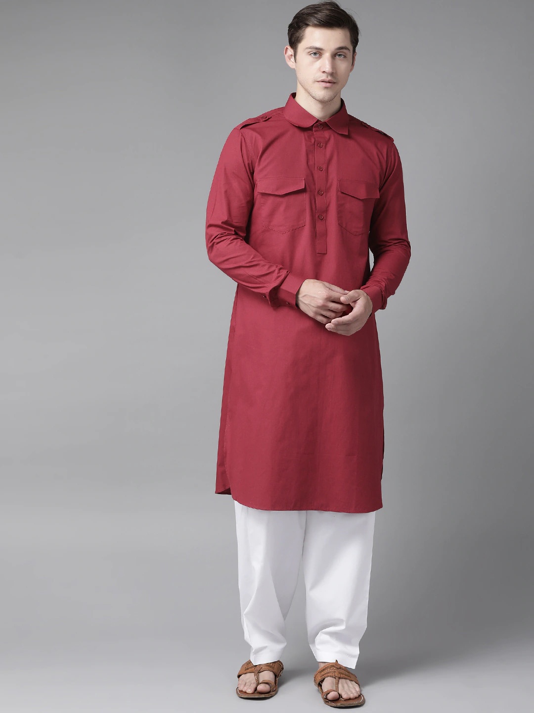 

See Designs Men Pure Cotton Kurta with Salwar, Maroon