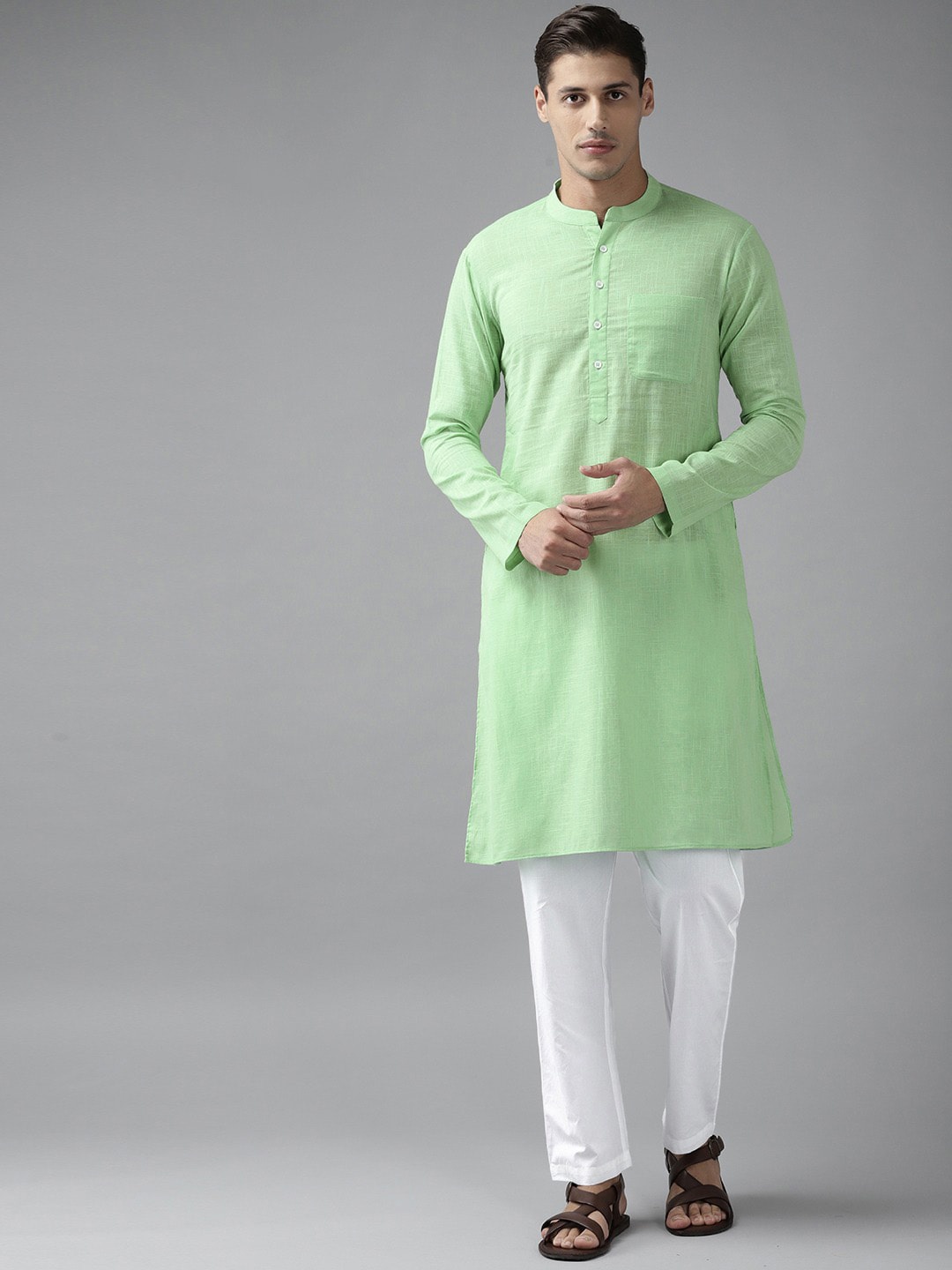 

See Designs Men Cotton Kurta, Green