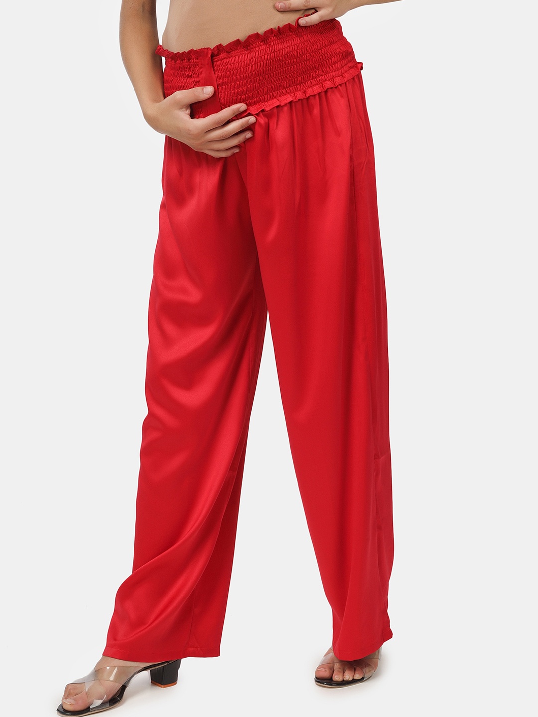 

angloindu Women Loose Fit Maternity Trousers, Red